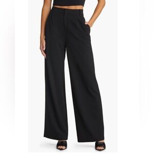 Open Edit Relaxed Waist Wide Leg Trousers Black High Rise Pant Size Medium